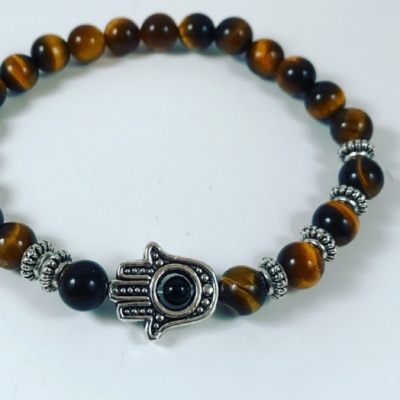 🔴 SALE !Men / women tiger eye hamsa bead bracelet - Picture 7 of 10